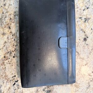 CHANEL Black Embossed Leather Clutch